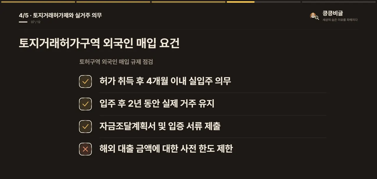 토지거래허가구역 외국인 매입 요건