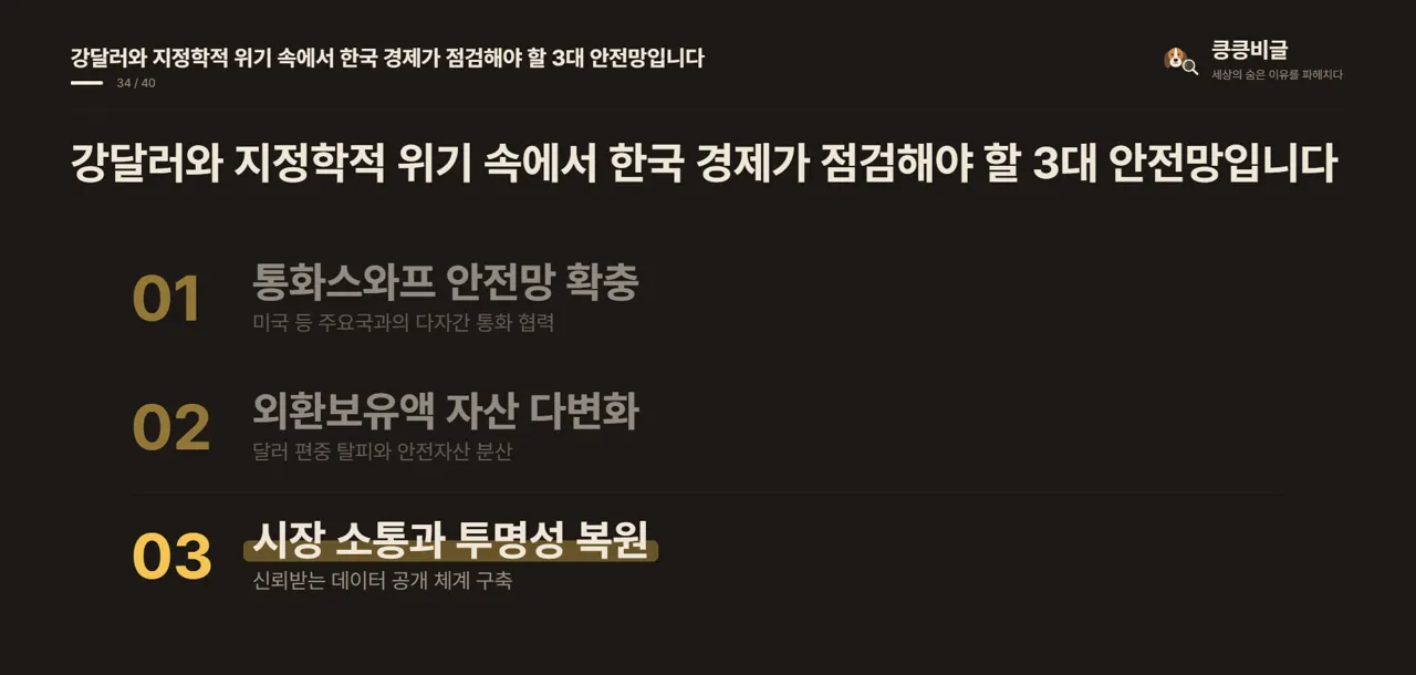 강달러와 지정학적 위기 속에서 한국 경제가 점검해야 할 3대 안전망입니다