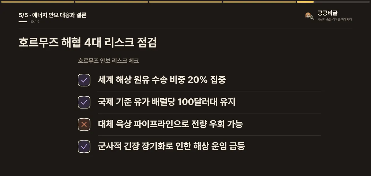 호르무즈 해협 4대 리스크 점검