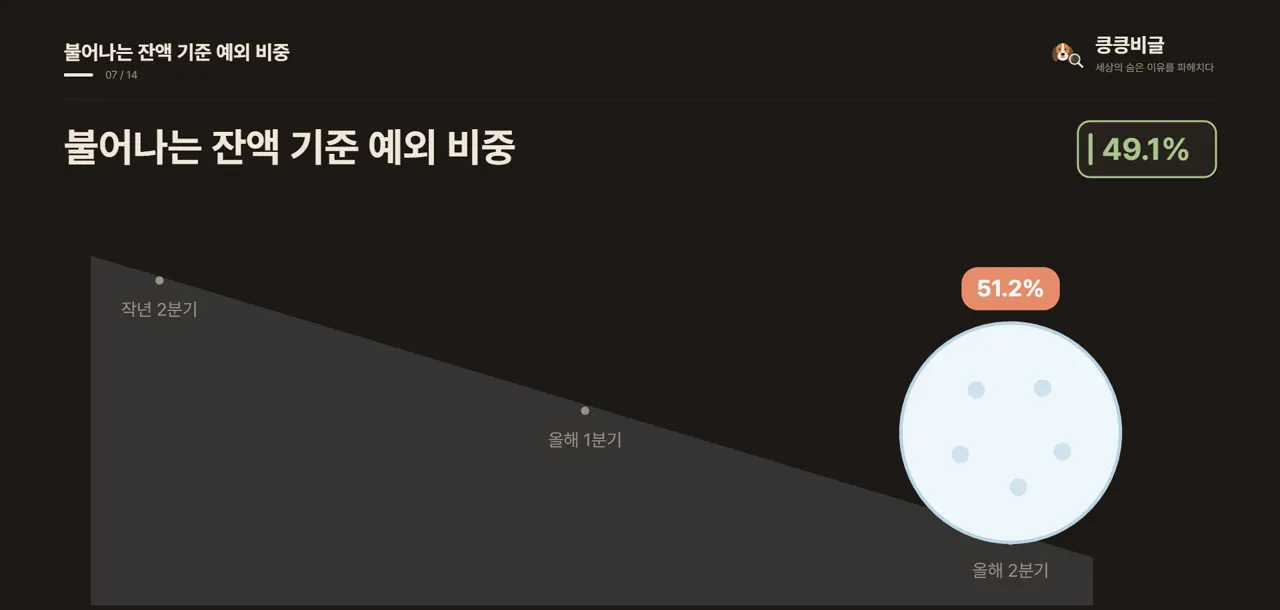 불어나는 잔액 기준 예외 비중