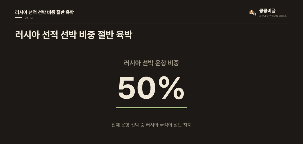 러시아 선적 선박 비중 절반 육박