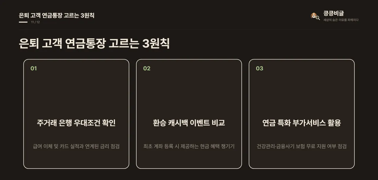 은퇴 고객 연금통장 고르는 3원칙