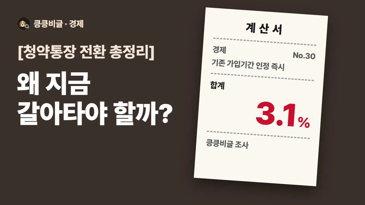 옛날 청약통장 있다면 종합저축 갈아타기 연장과 최고 3.1% 금리 대표 그림
